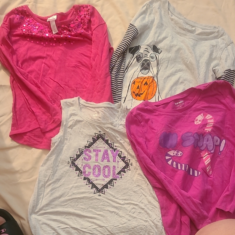 Old Navy Kids Long Sleeve Tees - Pink and White